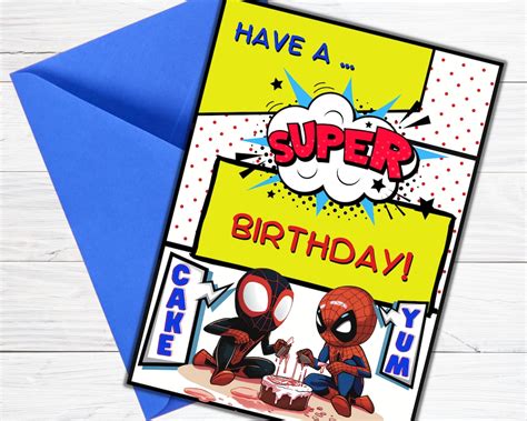 Spiderman Birthday Card And Miles Morales Printable Instant Etsy