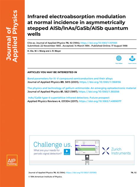 Pdf Infrared Electroabsorption Modulation At Normal Incidence In