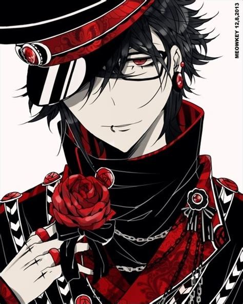 Anime Drawings Cute Anime Boy With Black Hair And Red Eyes And As Far