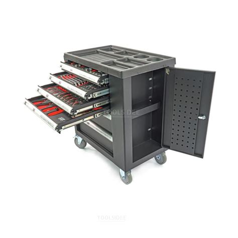 HBM 154 Piece Premium Filled Tool Trolley With Door And Carbon Inlays
