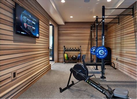 Basement Gym Accent Wall Thin Wood Shiplap Home Gym Flooring Home