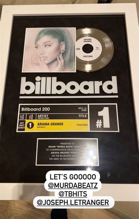 Plaque Of Positions For 1 In Hot 100 At Billboard