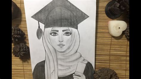 How To Draw A Girl Wearing Graduation Cap Education Day Drawing