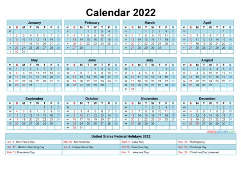 2021 Printable Calendar With Holidays Two Year Calendars For 2022 2023