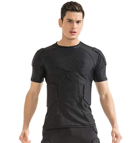 Tuoy Men S Padded Compression Shirt Protective Shirt Rib Chest