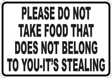 5in X 35in Please Do Not Take Food That Does Not Belong To You Sticker