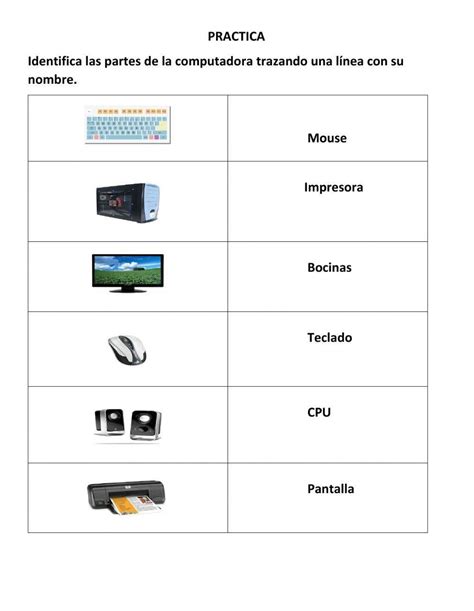 Partes De La Computadora Interactive Activity For Grado Cuarto A Sexto