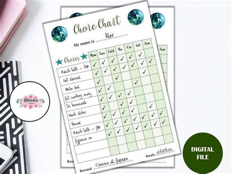 Chore Chart Ecology Printable Childrenkids Reward Chart Etsy In 2021