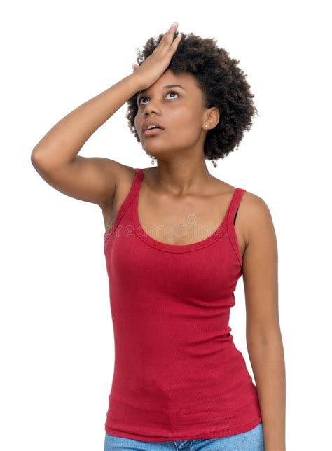 African American Young Adult Woman Gesturing Oh No Stock Photo Image