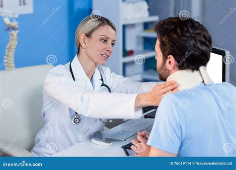 Physiotherapist Examining A Patients Neck Stock Photo Image Of Adult
