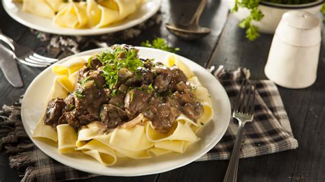 Recipe is in the description below. beef stroganoff martha stewart