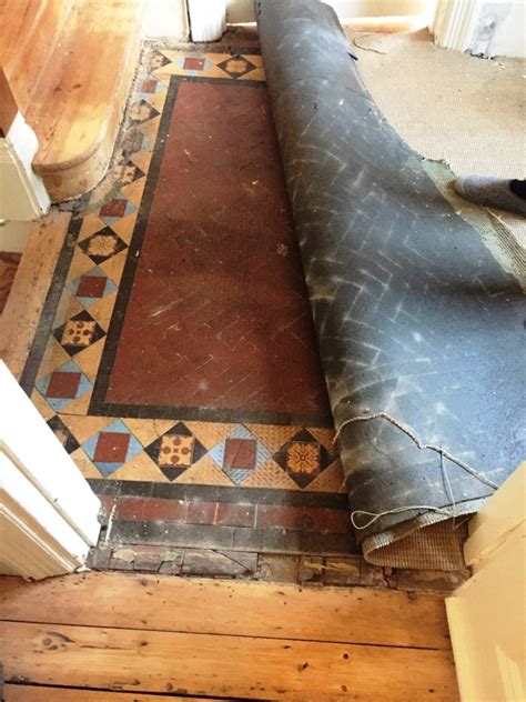 Classic Edwardian Tiled Hallway Floor Restored In Muswell Hill London