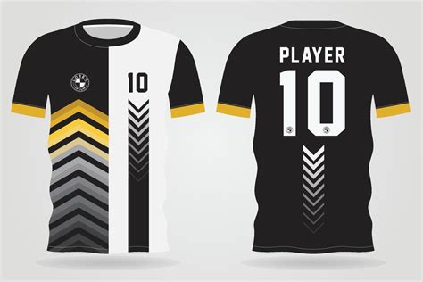 Black White Gold Sports Jersey Template For Team Uniforms And Soccer T