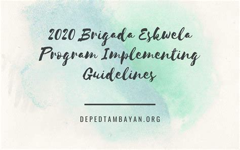 2020 Brigada Eskwela Program Implementing Guidelines