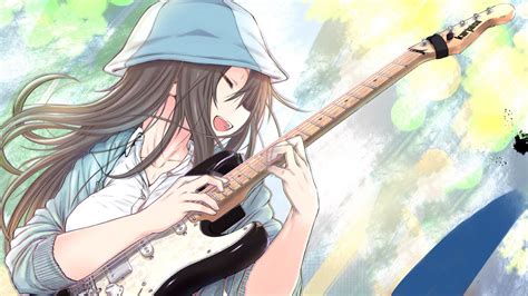 Download 1920x1080 Anime Girl Playing Guitar Happy Face