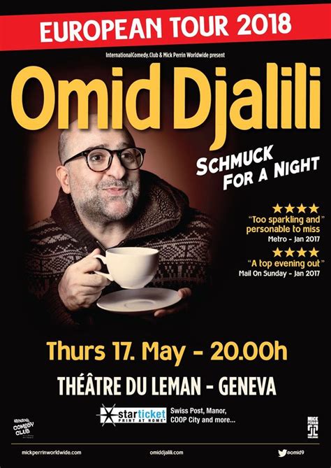 An Advertisement For The European Tour Of Omd Djalli Featuring A Man Holding A