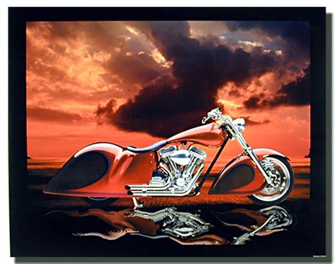 Red Custom Motorcycle Poster | Motorcycle Posters