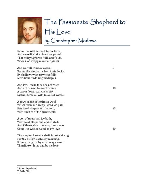 The Passionate Shepherd To His Love Christopher Marlowe My Favorite