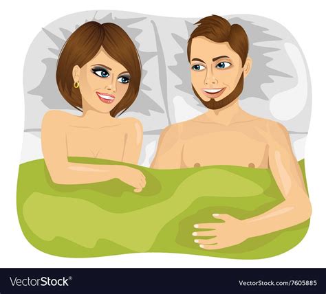 Babe Happy Couple In Bed Royalty Free Vector Image Happy Couple