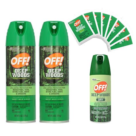 Off! Deep Woods Dry Insect Repellent - Bug Spray 3 Pack & Towelettes ...