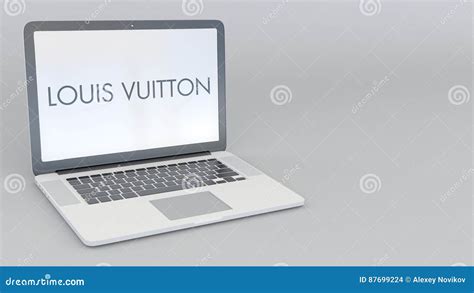 Laptop With Louis Vuitton Logo On The Screen Modern Workplace