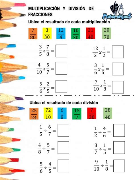 Ejercicio De Multiplicación Y División De Fracciones Ii Math Addition