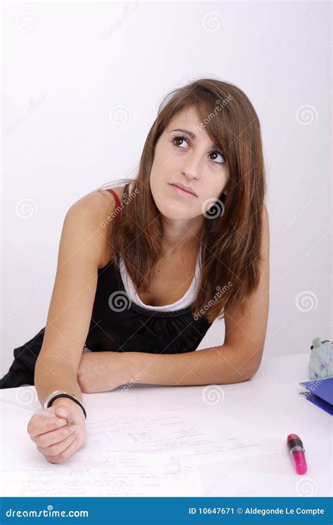 Young Female Student At Her Desk Stock Image Image Of Classes Woman