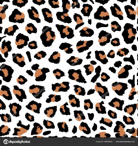 Seamless Orange Leopard Print White Background Vector Pattern Texture