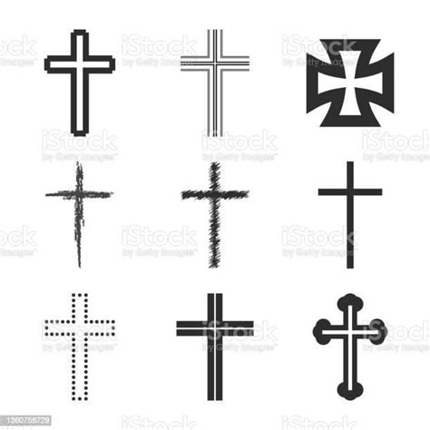Collection Of Crosses Crucifixes Of Various Shapes Flat Isolated