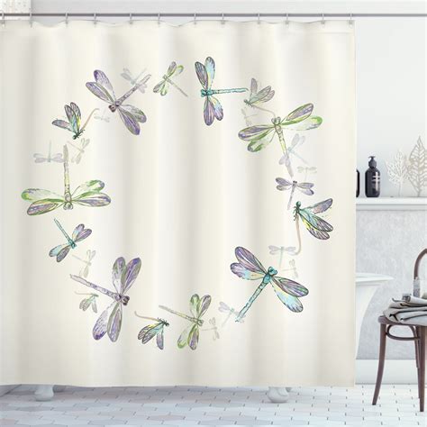 Dragonfly Shower Curtain Dragonflies In Circular Formation Hand Drawn