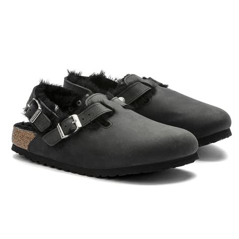 Tokio Shearling Oiled Leather Black Birkenstock