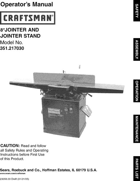 Craftsman User Manual Jointer And Stand Manuals Guides L