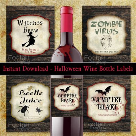 Printable Wine Labels Halloween Spooky Labels Print Cut