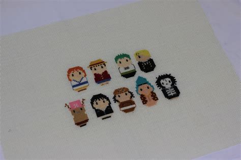 One Piece Characters Cross Stitched Mini People Cross Stitch Etsy