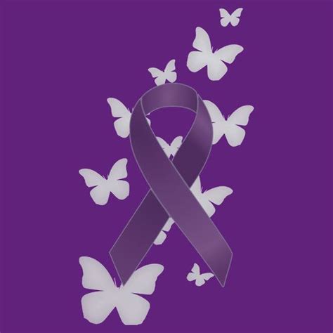 Purple Awareness Ribbon With Butterflies T Shirt By Alondra With