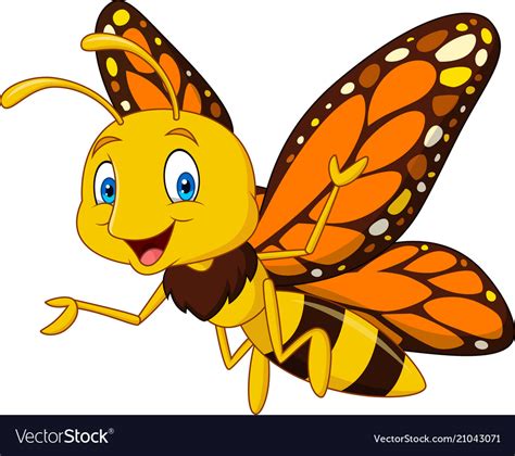 Cartoon Happy Butterfly Royalty Free Vector Image