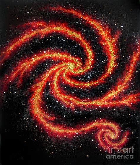 Red Gold Galaxy Space Art Painting By Sofia Metal Queen