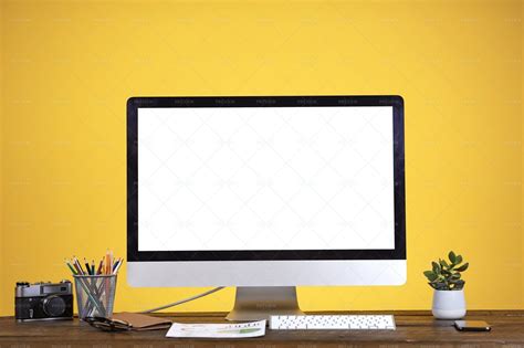 Office lighting can also create problems with glare. Blank Computer Screen On Yellow - Stock Photos | Motion Array