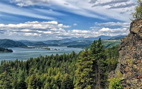 Fuzzy Clouds Above The Lake Coeur Dalene Wallpaper Nature Wallpapers