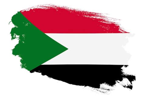bandera nacional de sudán sobre fondo blanco con textura de pincel de trazo grunge foto premium