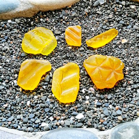 Bright Yellow Sea Glass Beach Finds Unique Genuine Sea Glass Etsy