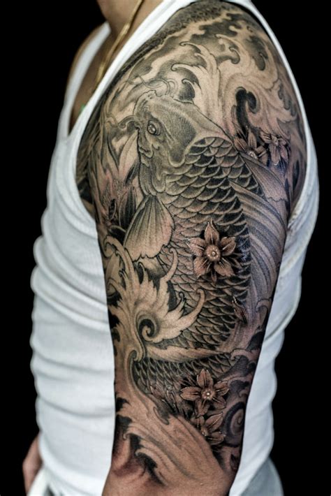 Half Sleeve Koi Fish Tattoo Chronic Ink