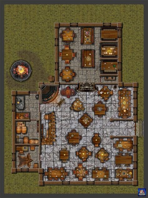 Fantasy Medieval Tavern Bar Rpg Map D D Maps Dungeon Maps Tabletop