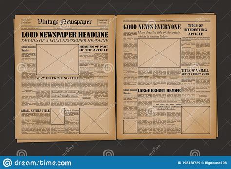 Old Vintage Newspaper Cover Page Empty Template Mockup Design Vector