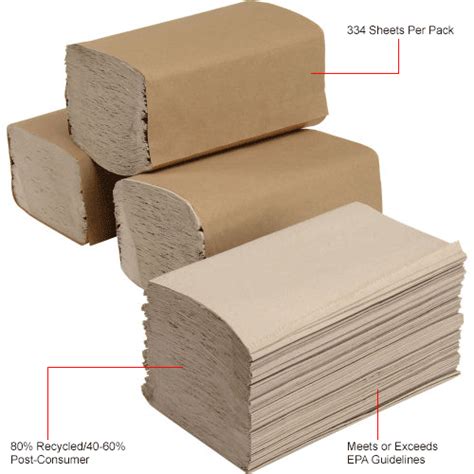 Global Industrial™ Singlefold Paper Towels Natural 334 Sheetspack