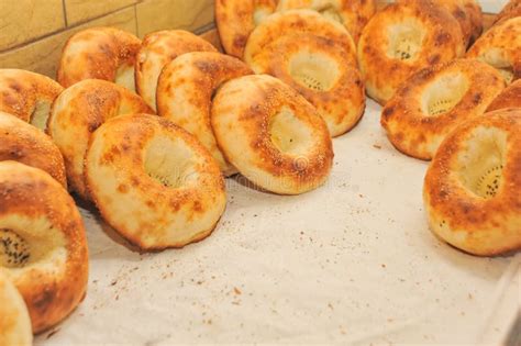 Process Of Cooking Tandoor Bread National Uzbek Flatbread Stock Image