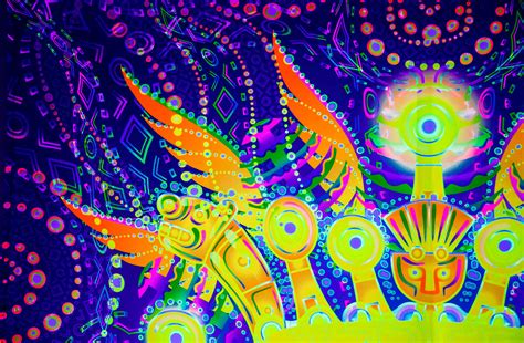 Trippy Tapestry Viracocha Inca God Psychedelic Fluorescent Etsy