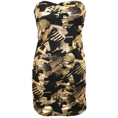 Gold Foil Print Bodycon Dress Liked On Polyvore Printed Bodycon Dress Bodycon Dress