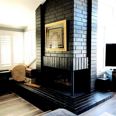 Painted Black Brick Fireplace Diy Inspired