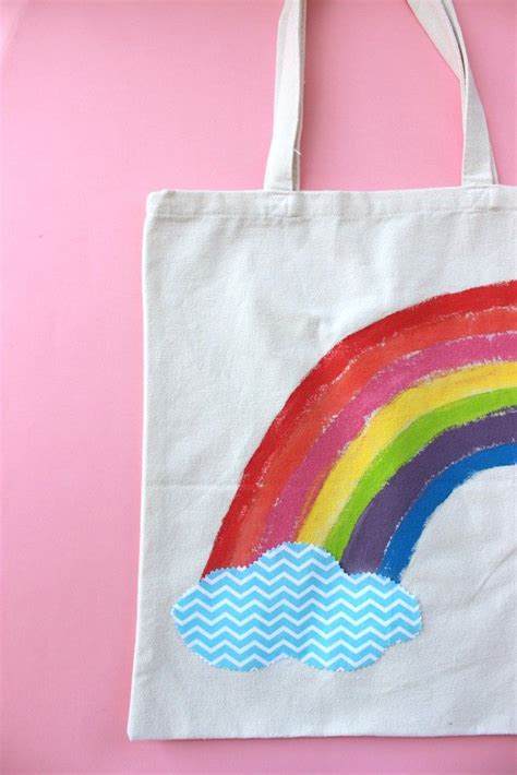 Diy Painted Rainbow Tote Bag Shopping Bags Diy Fabric Tote Bags Bags